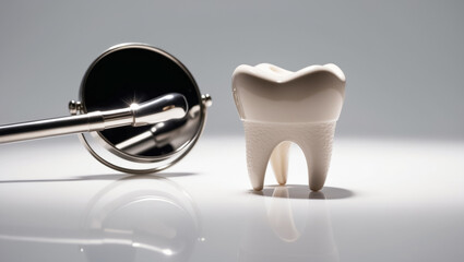 Ceramic tooth close up, dental banner