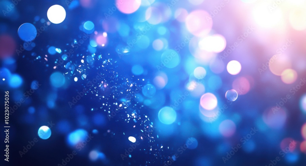 Poster vibrant blue glowing light background with soft bokeh effects creates dreamy atmosphere, perfect for