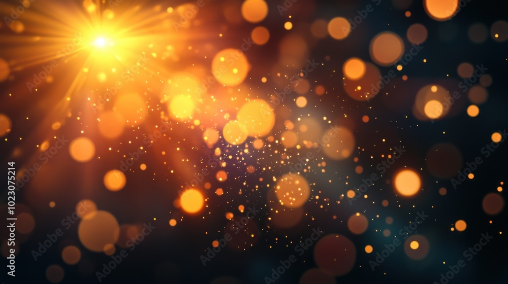 Poster bright lens flare and glowing light effects create mesmerizing abstract background filled with vibra