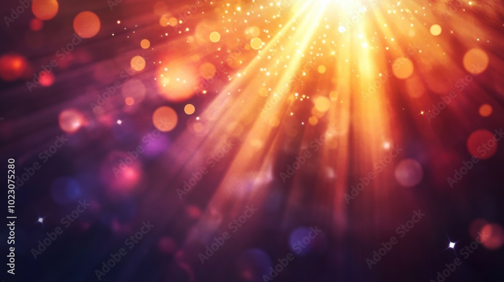 Poster bright and colorful abstract lens flare with glowing light effects creates vibrant atmosphere. inter