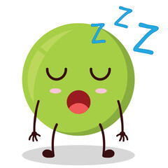 cute rest expression of pea cartoon character