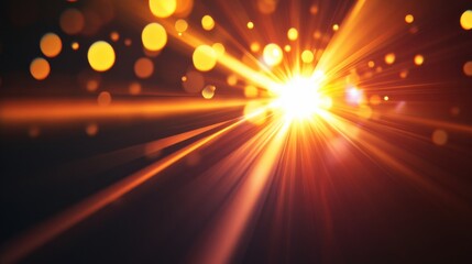 Bright and vibrant lens flare with glowing light rays and bokeh effects creates stunning visual impact, perfect for backgrounds or artistic projects