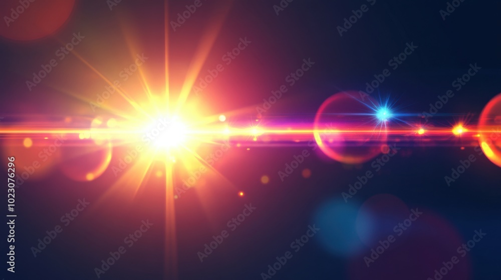 Poster bright lens flare with glowing light creates vibrant and dynamic atmosphere, perfect for enhancing v