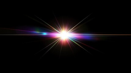 Obraz premium vibrant lens flare with glowing light radiates in dark background, creating stunning visual effect that captivates viewers attention