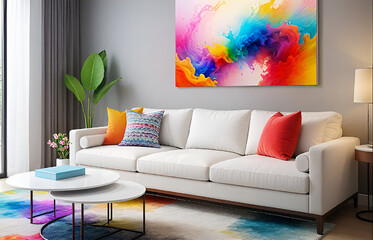 Minimalist interior design of modern living room.