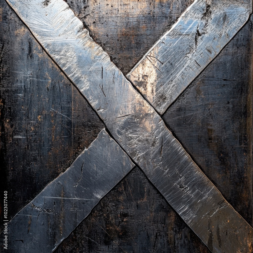Poster industrial metal surface showing deep scratches and textured design, creating striking visual contra