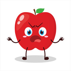 cute why expression of red apple cartoon character