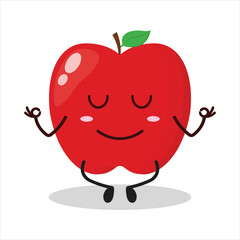 cute yoga expression of red apple cartoon character