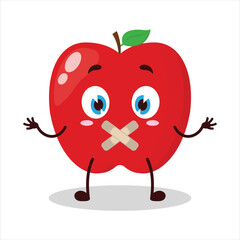 cute shut up expression of bite cookies mouth closed with plaster cartoon character