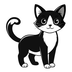 Cute cat black silhouette Vector illustration, cartoon style, suitable for Halloween design, Halloween Silhouette Black cat