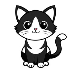 Cute cat black silhouette Vector illustration, cartoon style, suitable for Halloween design, Halloween Silhouette Black cat