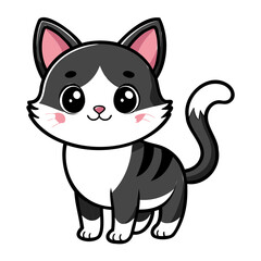 Cute cat black silhouette Vector illustration, cartoon style, suitable for Halloween design, Halloween Silhouette Black cat