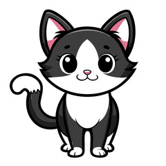 Cute cat black silhouette Vector illustration, cartoon style, suitable for Halloween design, Halloween Silhouette Black cat