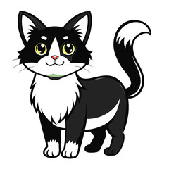 Cute cat black silhouette Vector illustration, cartoon style, suitable for Halloween design, Halloween Silhouette Black cat