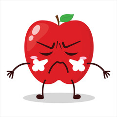 cute mad expression of red apple cartoon character