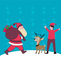 santa claus cartoon illustration. shopping preparing for new year and holiday celebrations