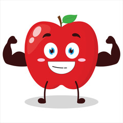 cute masculine healthy athlete expression of red apple cartoon character