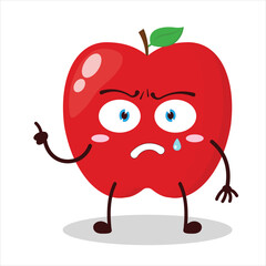 cute weird expression of red apple cartoon character