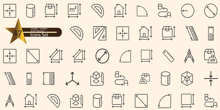 Icons set weight and volume