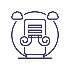 Fototapeta premium Air purifier icon with clouds, symbolizing clean air and filtration.