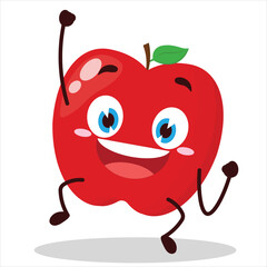 cute hurray victory expression of red apple cartoon character
