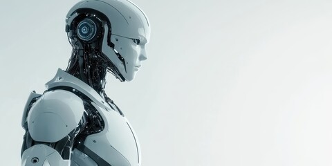 A futuristic robot profile showcasing advanced technology and design, symbolizing innovation and artificial intelligence.