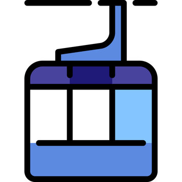recommend clip art: Blue and purple cabin of a cable car isolated on a white background.
