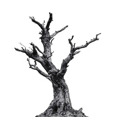 Fototapeta premium Lifeless tree trunk with few branches on an isolated background