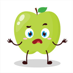 cute don't know expression of green apple cartoon character