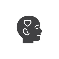 Heart inside a head vector icon