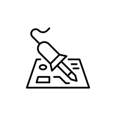 Soldering outline icons, minimalist vector illustration ,simple transparent graphic element .Isolated on white background