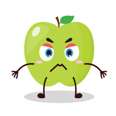 cute irritated expression of green apple cartoon character