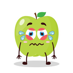cute upset expression of green apple cartoon character