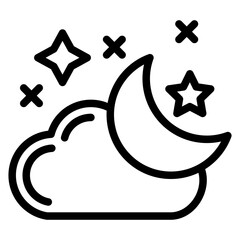 Moonlit Night Vector Design Icon Style