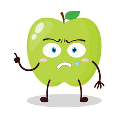 cute weird expression of green apple cartoon character
