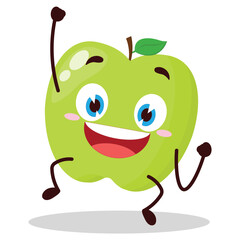 cute hurray victory expression of green apple cartoon character