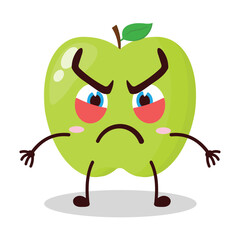 cute provoked expression of green apple cartoon character