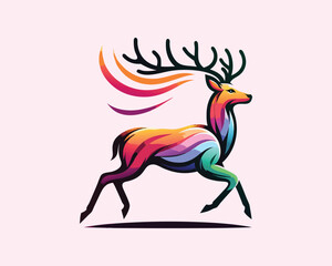 Deer Colorful logo gradient vector illustration