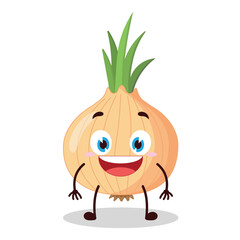 cute happy expression of onion cartoon character