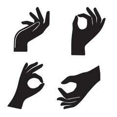 different hand gestures silhouette