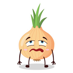 cute bored expression of onion cartoon character
