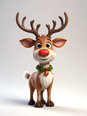 Christmas Reindeer with Holly Wreath Generative AI