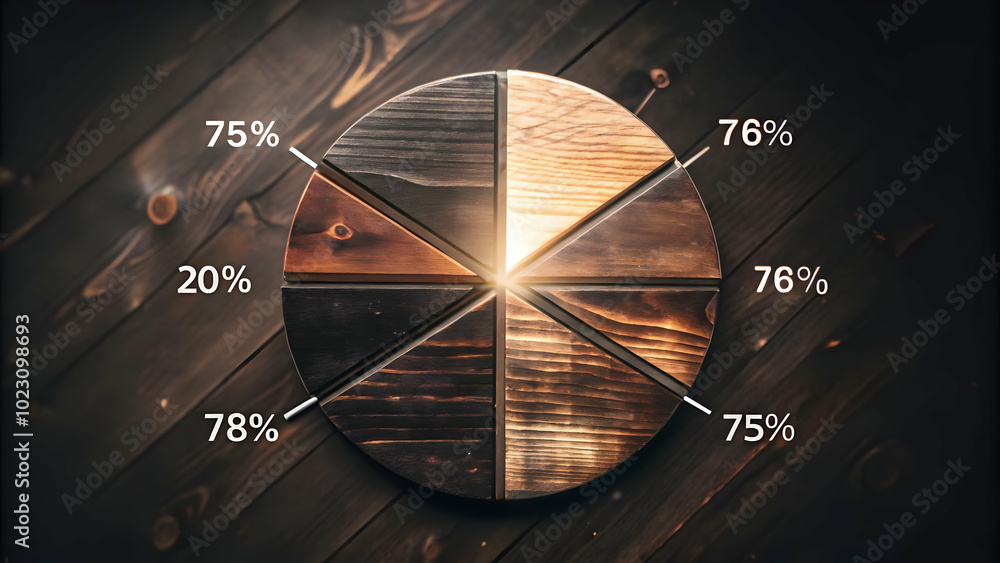 Poster glowing abstract marketing pie chart with highlighted segments - a vibrant visual representation of 