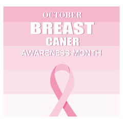  Breast cancer pink october ribbon awareness. Flat vector modern illustration