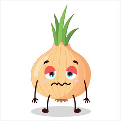 cute grumpy expression of onion cartoon character