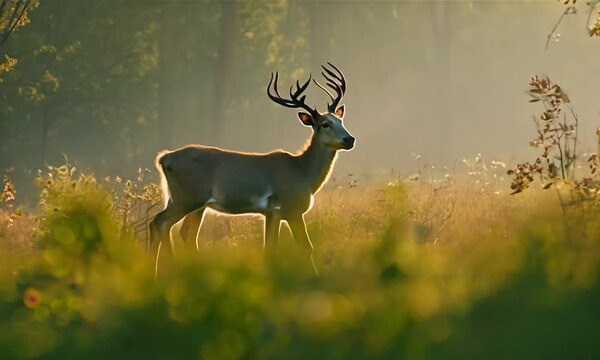  deer in the spring forest.