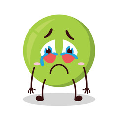 cute cry expression of pea cartoon character