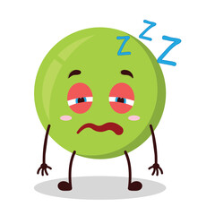 cute sleepy expression of pea cartoon character