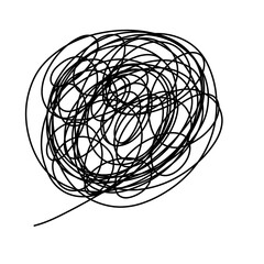 Obraz premium Tangled thread illustration messy and confused drawing doodle scribble line art
