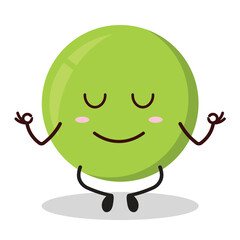 cute yoga expression of pea cartoon character